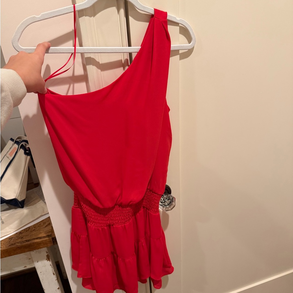 Red One-Shoulder Dress - Picture 2 of 4